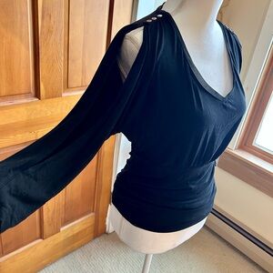 White House Black Market Black Drape Sleeve Blouse